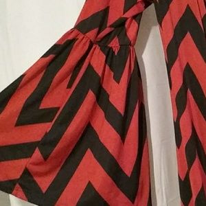 Chevron dress with bell sleeves